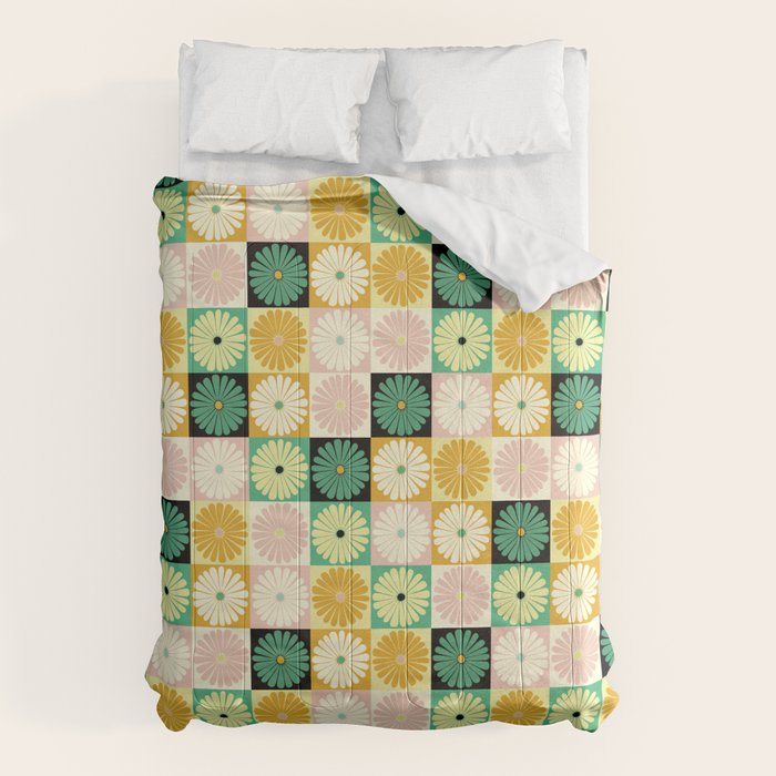 Retro Flowers Check Pattern XXV Comforter Gallery Image 6