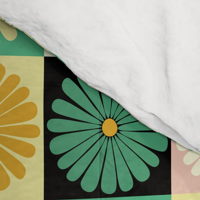 Retro Flowers Check Pattern XXV Comforter Gallery Image 4