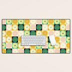 Retro Flowers Check Pattern XXV Desk Mat Gallery Image 1