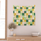 Retro Flowers Check Pattern XXV Wall Tapestry Gallery Image 2