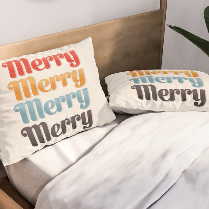 Merry typography Pillow Sham Gallery Image 2