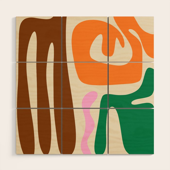 Mid Century Modern Abstract Kwaito Contemporary Pattern Wood Wall Art Gallery Image 1