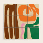 Mid Century Modern Abstract Kwaito Contemporary Pattern Wood Wall Art Gallery Image 1