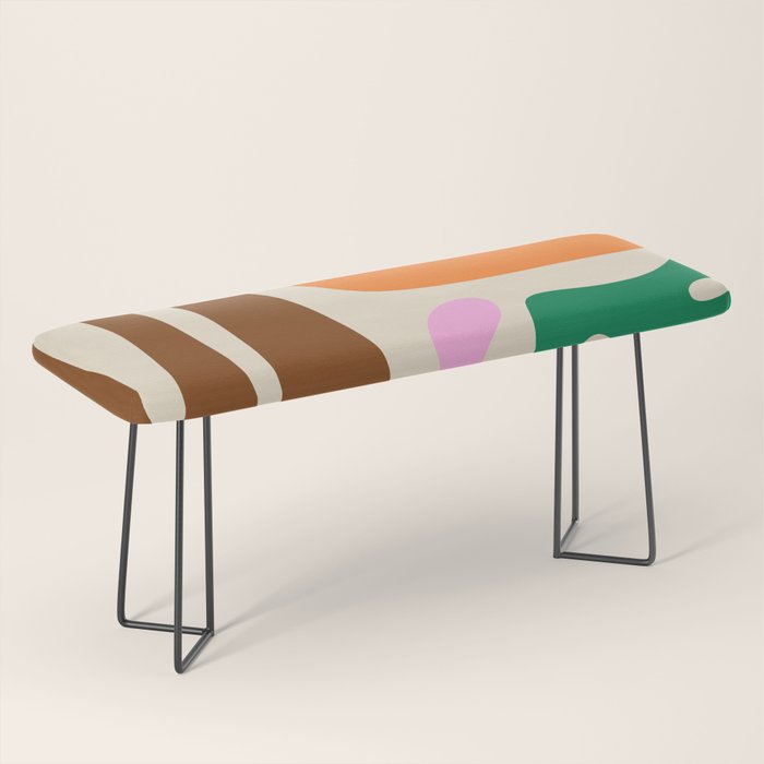 Mid Century Modern Abstract Kwaito Contemporary Pattern Bench Gallery Image 1