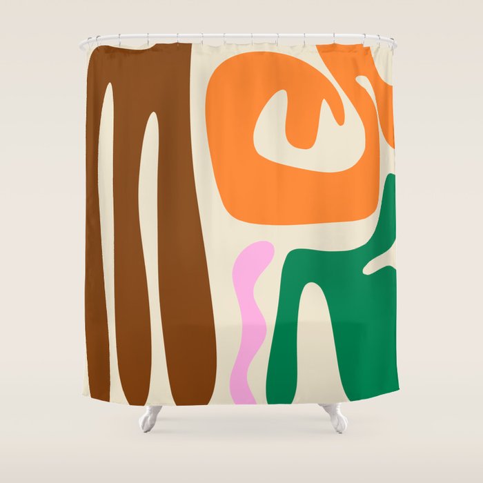 Mid Century Modern Abstract Kwaito Contemporary Pattern Shower Curtain Gallery Image 1