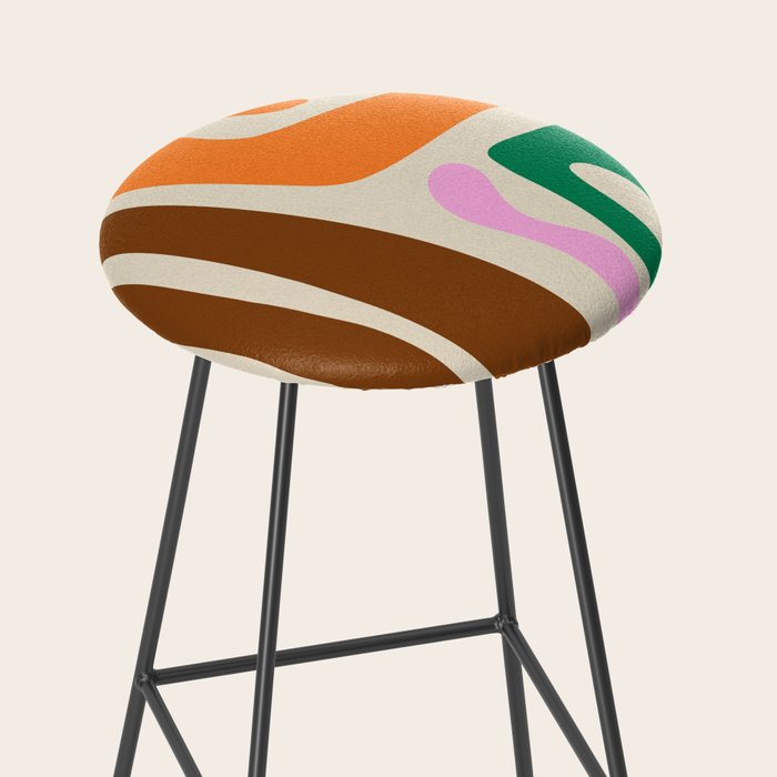 Mid Century Modern Abstract Kwaito Contemporary Pattern Stool Gallery Image 2