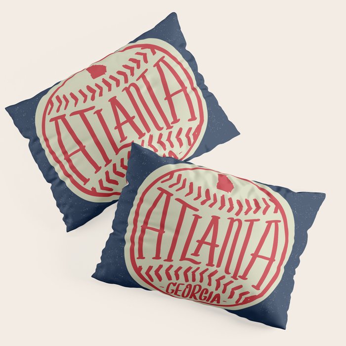 Atlanta Georgia Baseball - Hand Drawn, Script Typography Pillow Sham Gallery Image 3
