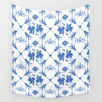 Floral Pleasure blue B Wall Tapestry Gallery Image 4