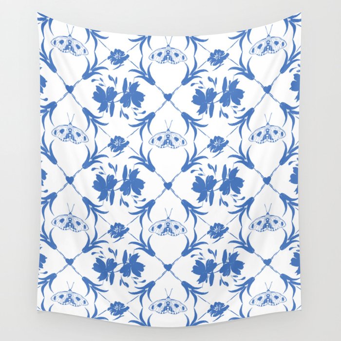 Floral Pleasure blue B Wall Tapestry Gallery Image 4