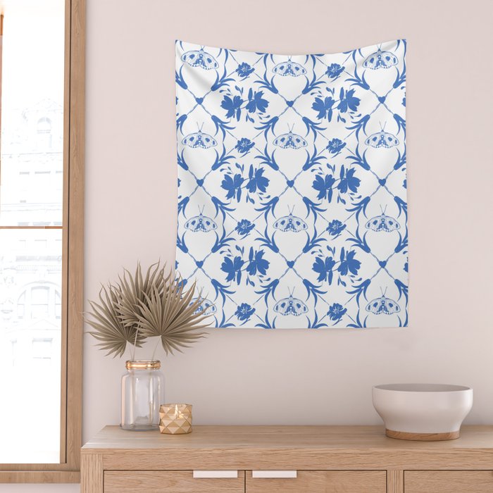 Floral Pleasure blue B Wall Tapestry Gallery Image 2