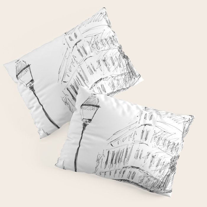 Sketch of a Street in Paris Pillow Sham Gallery Image 1
