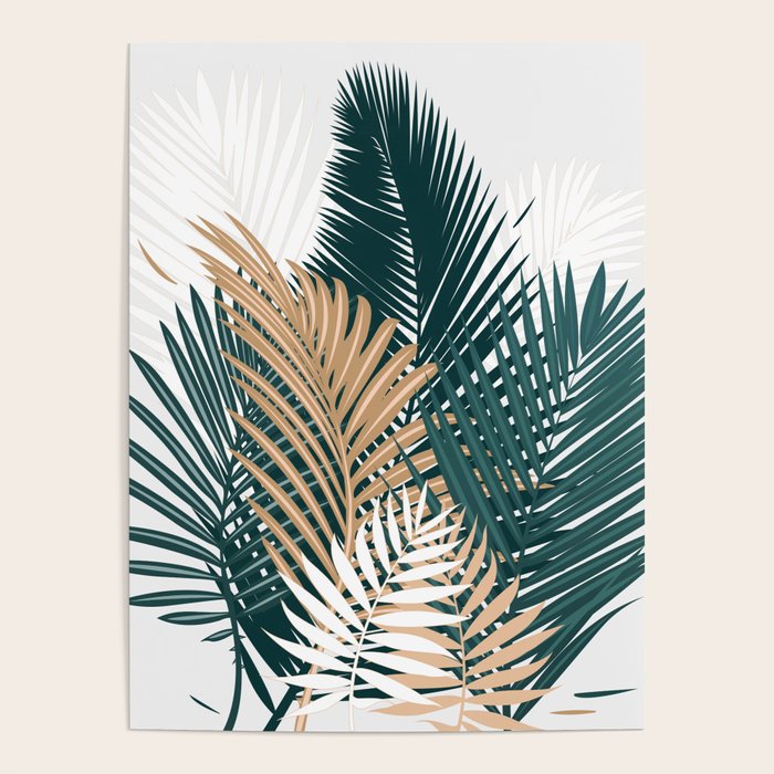 Gold and Green Palm Leaves Poster Gallery Image 1