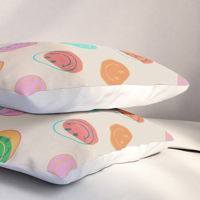Happy Face Stamp Print Pillow Sham Gallery Image 3