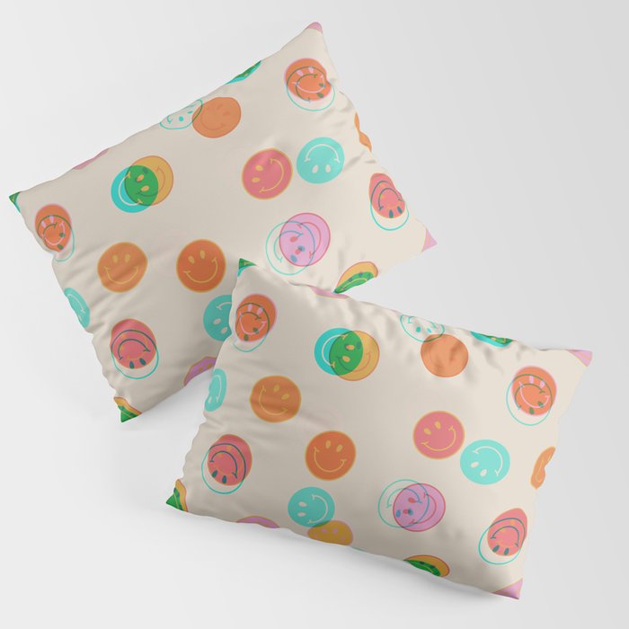 Happy Face Stamp Print Pillow Sham Gallery Image 3