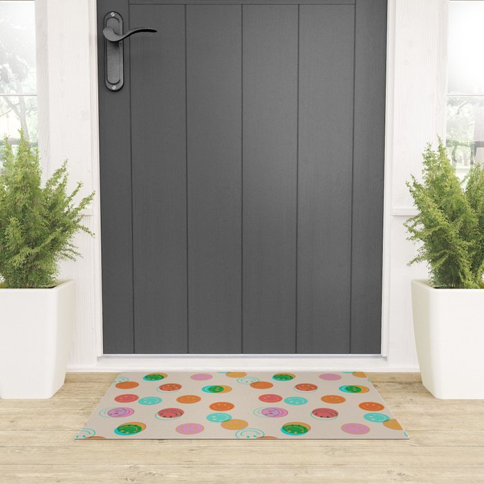 Happy Face Stamp Print Welcome Mat Gallery Image 3