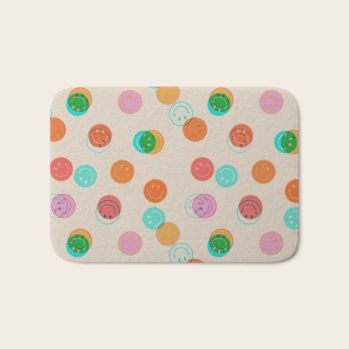 Happy Face Stamp Print Bath Mat Gallery Image 1