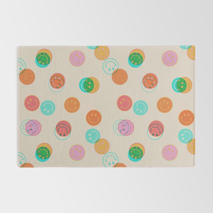 Happy Face Stamp Print Rug Gallery Image 2