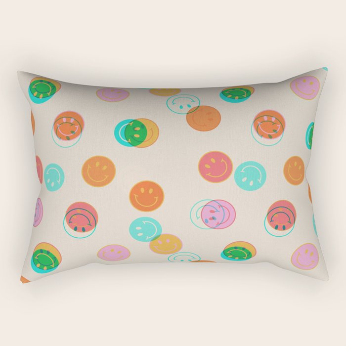 Happy Face Stamp Print Rectangular Pillow Gallery Image 2