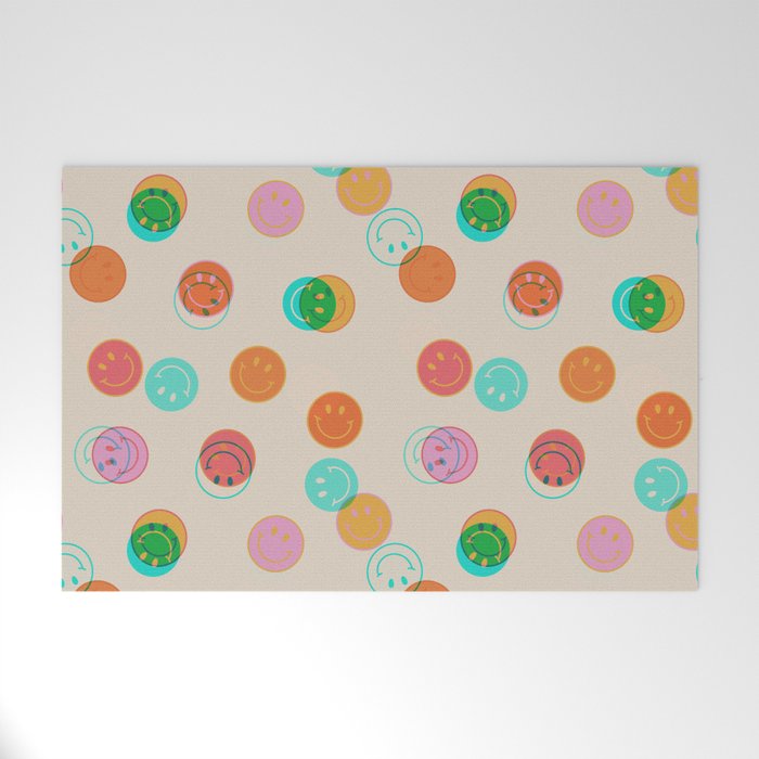 Happy Face Stamp Print Welcome Mat Gallery Image 1