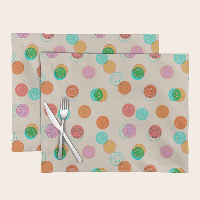 Happy Face Stamp Print Placemat Gallery Image 1