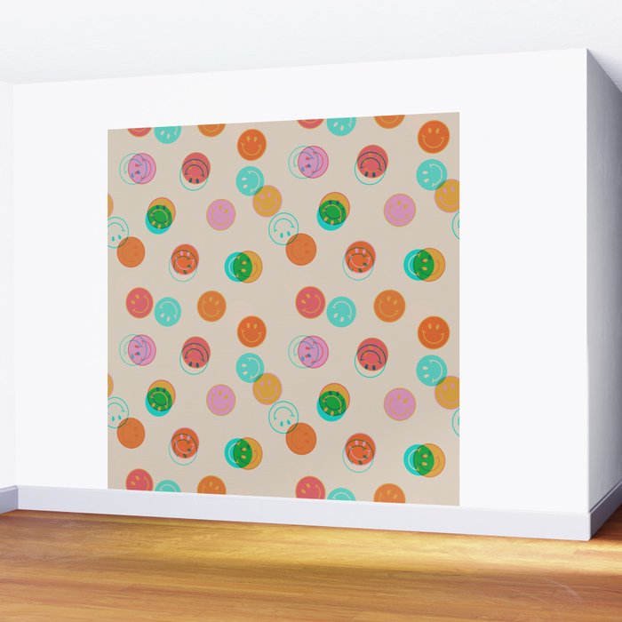 Happy Face Stamp Print Wall Mural Gallery Image 2