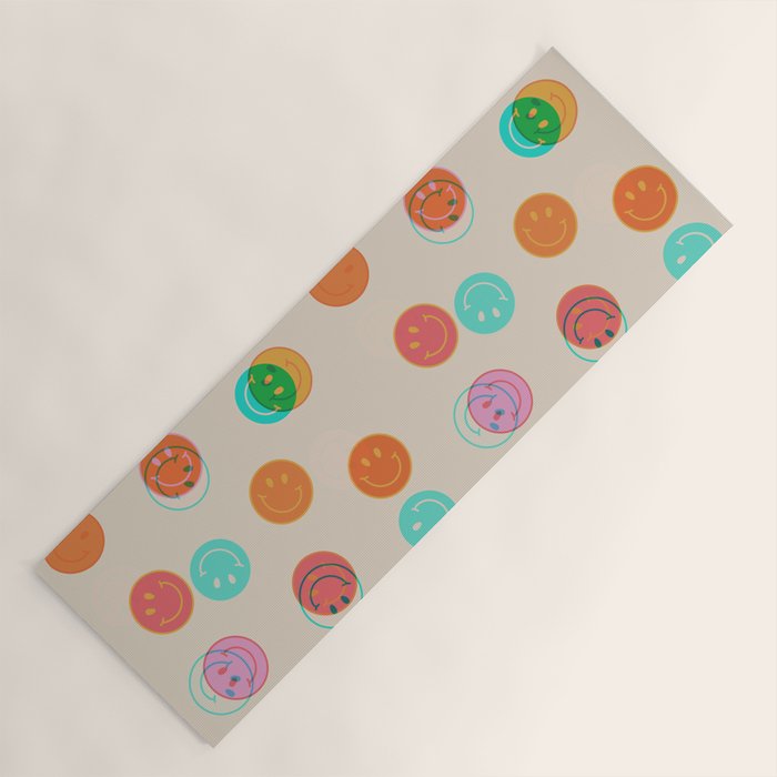 Happy Face Stamp Print Yoga Mat Gallery Image 1