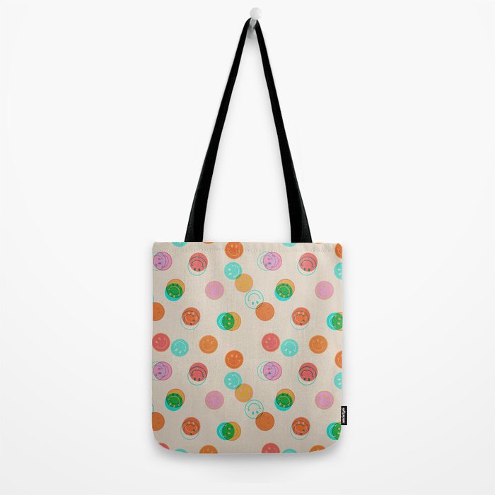 Happy Face Stamp Print Tote Bag Gallery Image 2