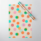 Happy Face Stamp Print Wrapping Paper Gallery Image 1
