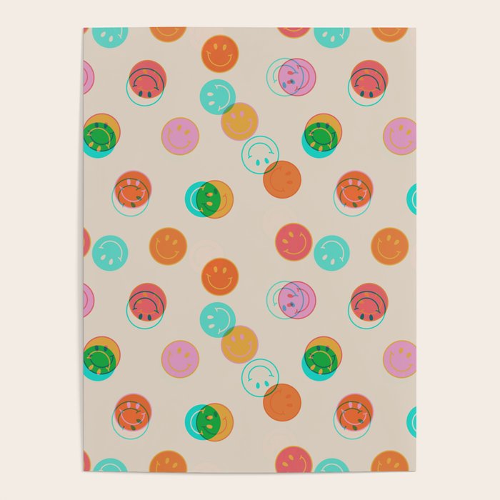 Happy Face Stamp Print Poster Gallery Image 1