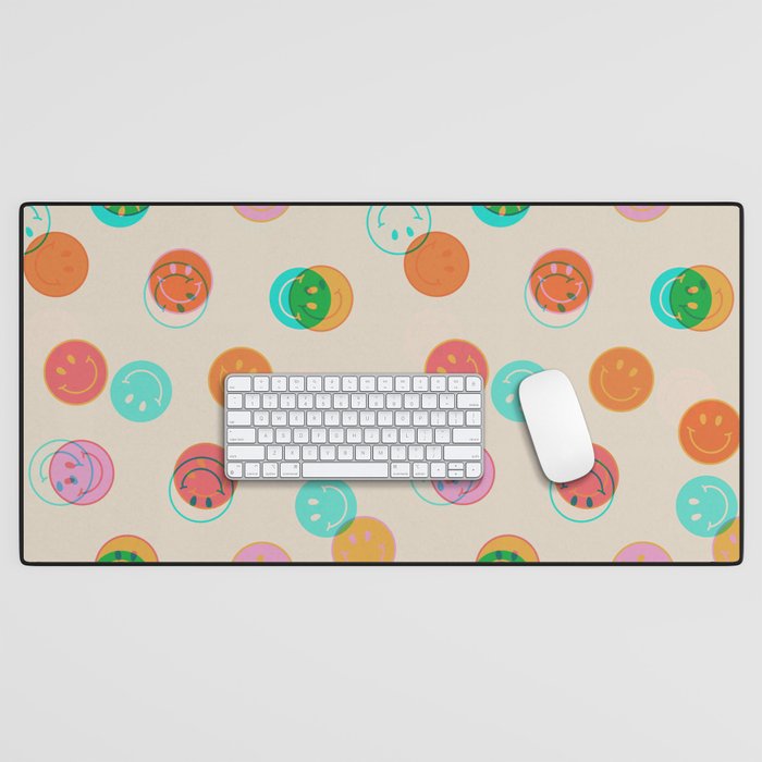 Happy Face Stamp Print Desk Mat Gallery Image 1