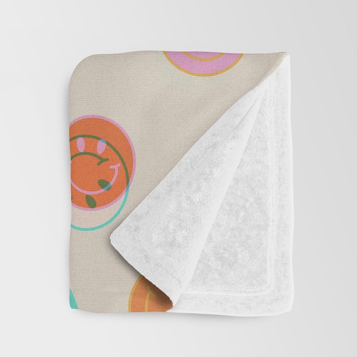 Happy Face Stamp Print Throw Blanket Gallery Image 3