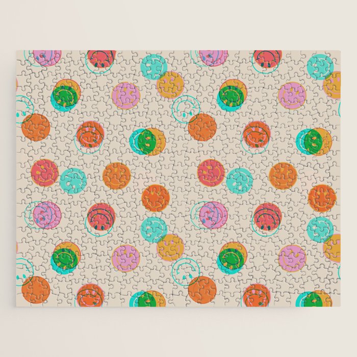 Happy Face Stamp Print Jigsaw Puzzle Gallery Image 1