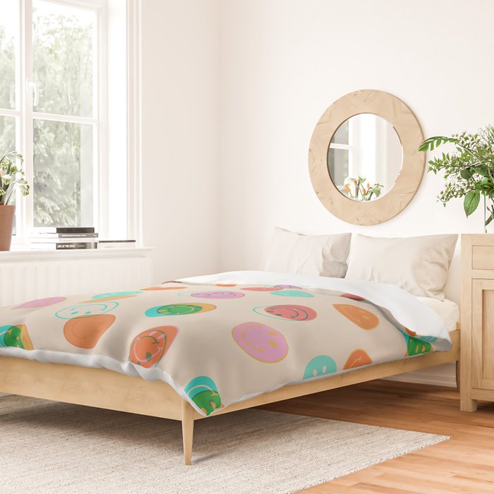 Happy Face Stamp Print Duvet Cover Gallery Image 2