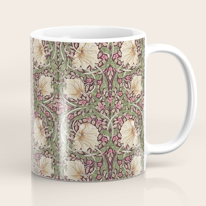 William Morris Vintage Pimpernel Aubergine Olive Coffee Mug Gallery Image 1