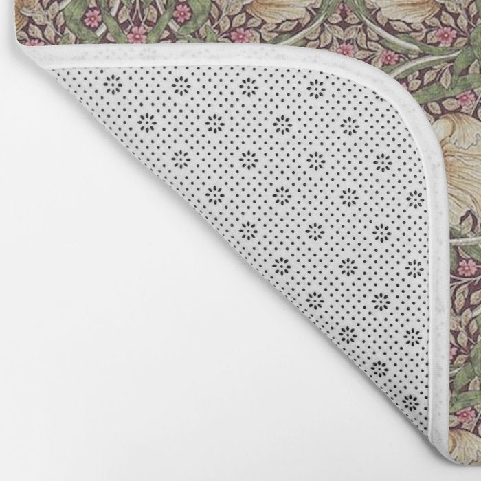 William Morris Vintage Pimpernel Aubergine Olive Bath Mat Gallery Image 2