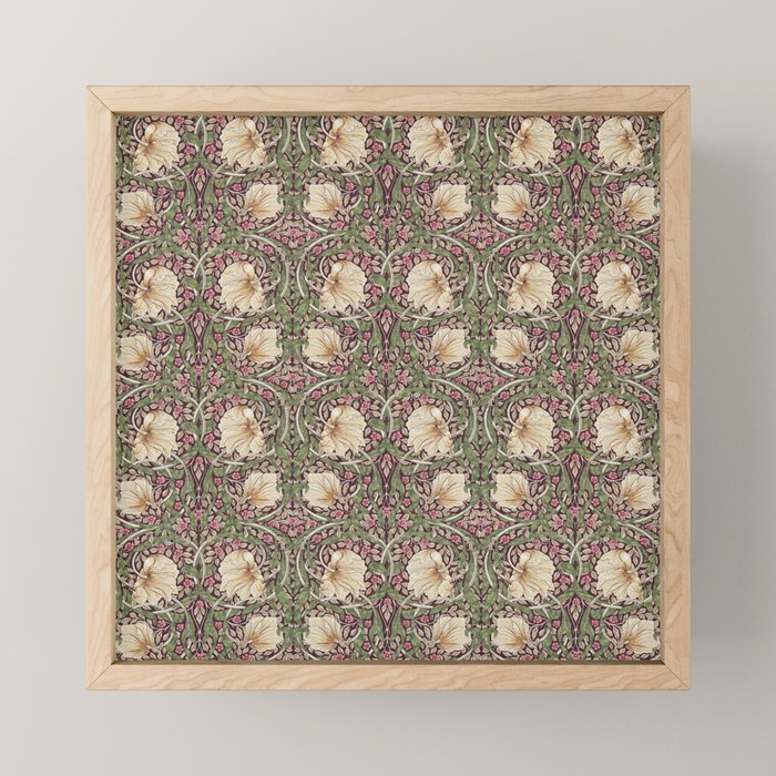 William Morris Vintage Pimpernel Aubergine Olive Mini Art Print Gallery Image 1