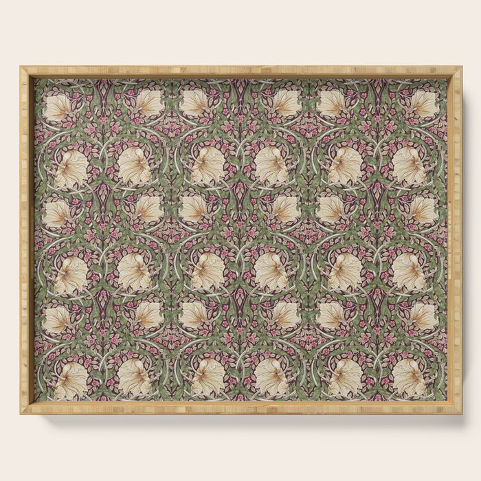 William Morris Vintage Pimpernel Aubergine Olive Serving Tray Gallery Image 1