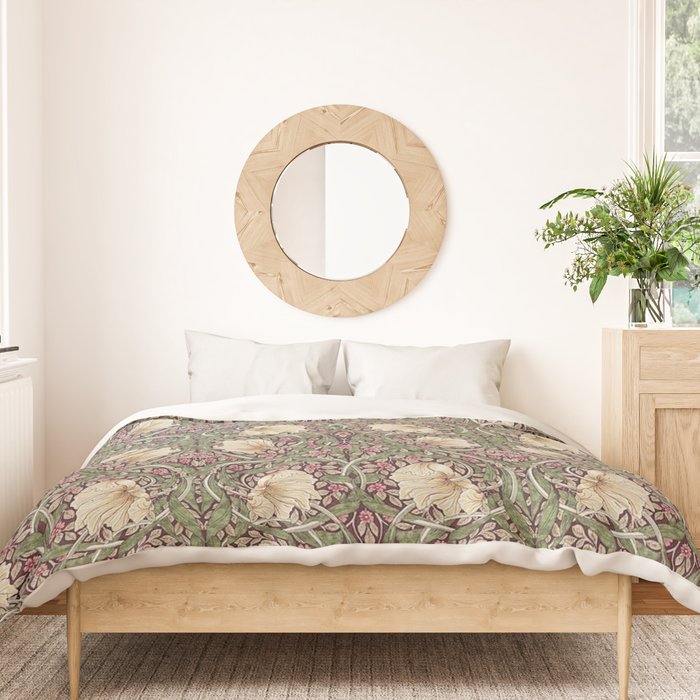 William Morris Vintage Pimpernel Aubergine Olive Duvet Cover Gallery Image 3