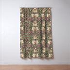 William Morris Vintage Pimpernel Aubergine Olive Window Curtain Gallery Image 3