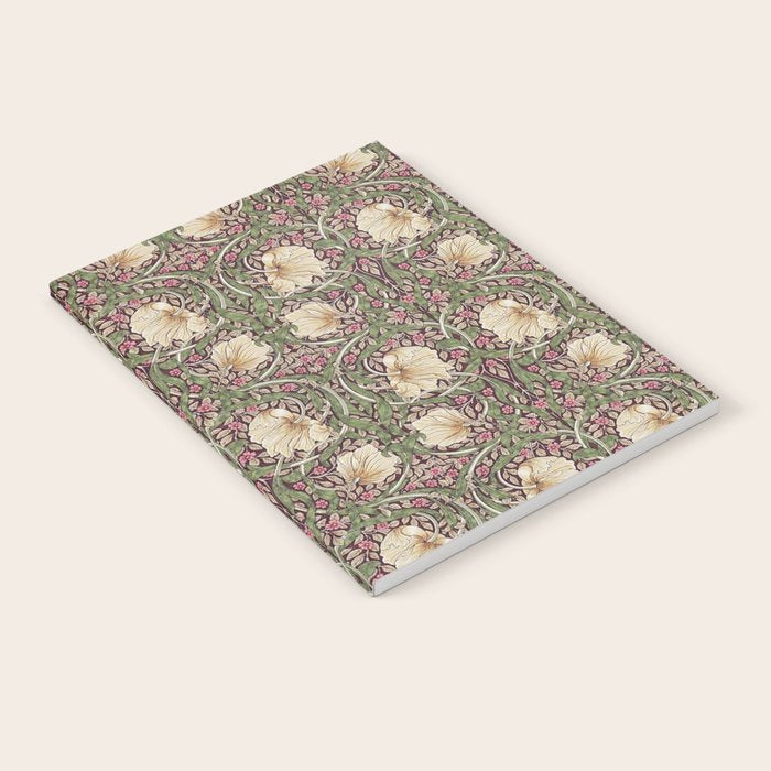 William Morris Vintage Pimpernel Aubergine Olive Notebook Gallery Image 1