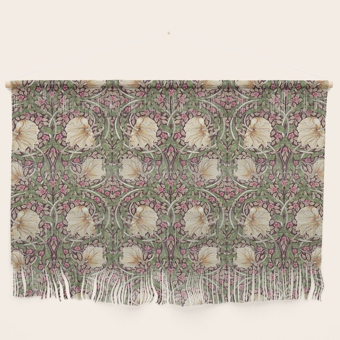 William Morris Vintage Pimpernel Aubergine Olive Wall Hanging Gallery Image 1