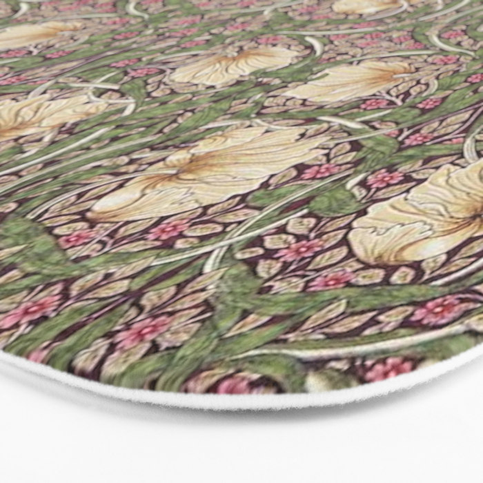 William Morris Vintage Pimpernel Aubergine Olive Bath Mat Gallery Image 3