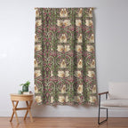 William Morris Vintage Pimpernel Aubergine Olive Window Curtain Gallery Image 5