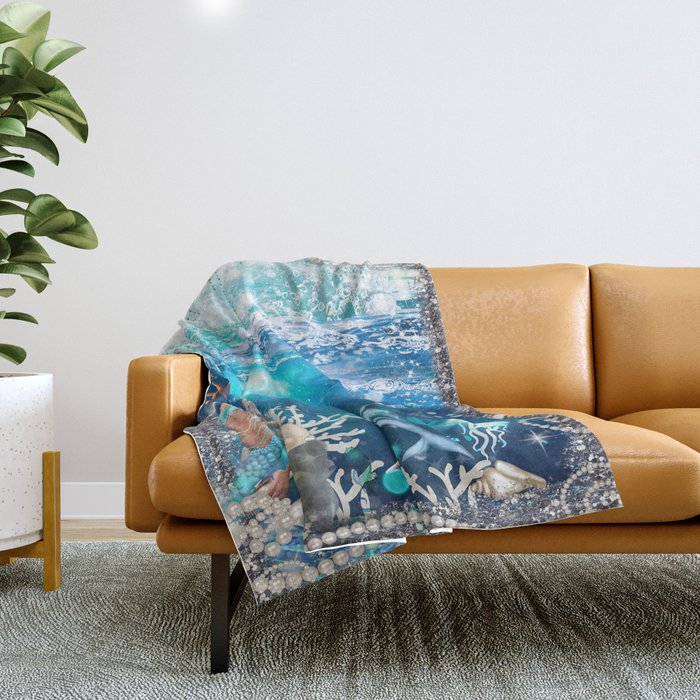 Enchanted Mermaid Sea Throw Blanket Gallery Image 1