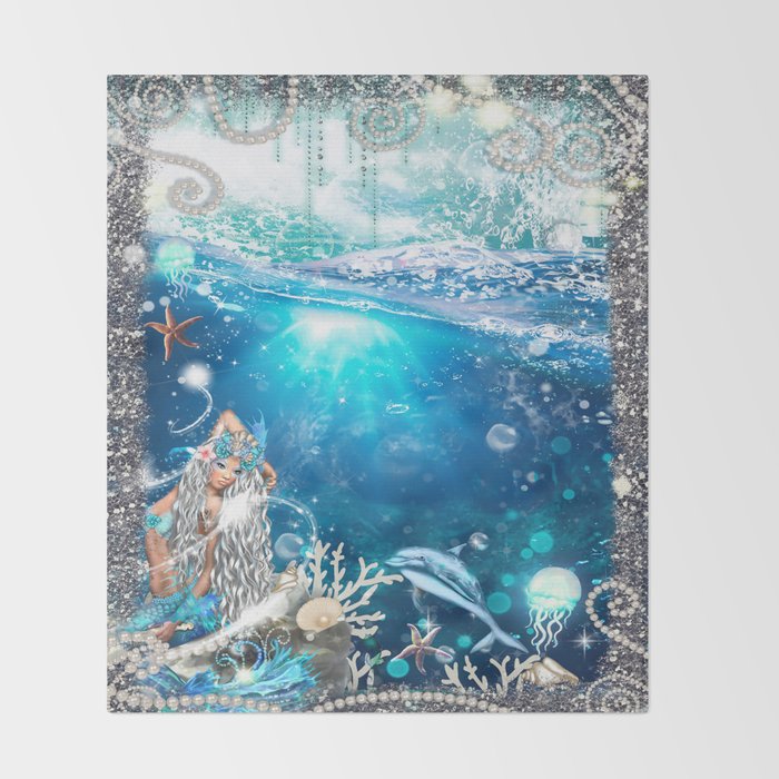 Enchanted Mermaid Sea Throw Blanket Gallery Image 2