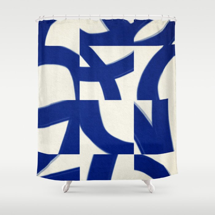 Abstract blue pattern Shower Curtain Gallery Image 1