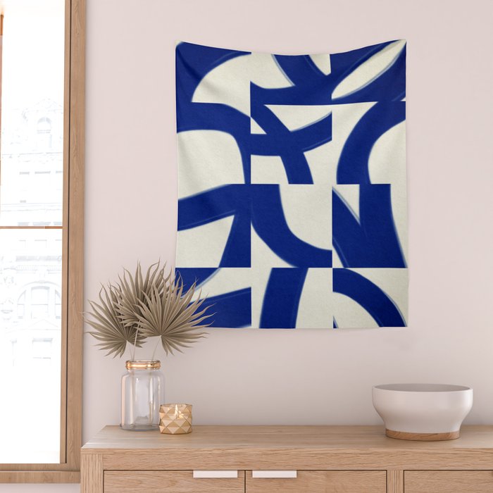 Abstract blue pattern Wall Tapestry Gallery Image 2