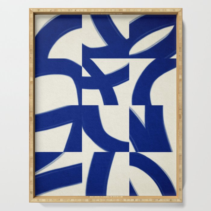 Abstract blue pattern Serving Tray Gallery Image 1