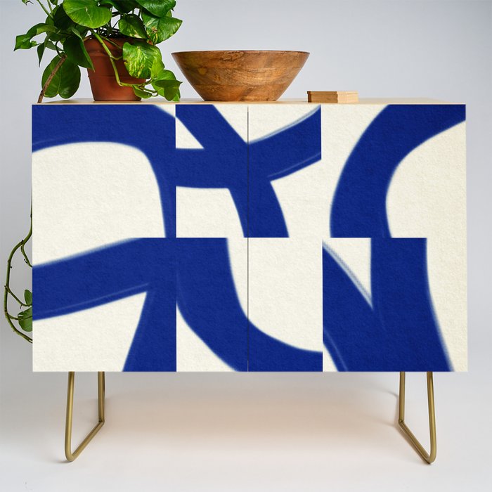 Abstract blue pattern Credenza Gallery Image 1