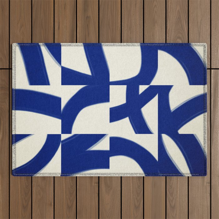 Abstract blue pattern Outdoor Rug Gallery Image 1